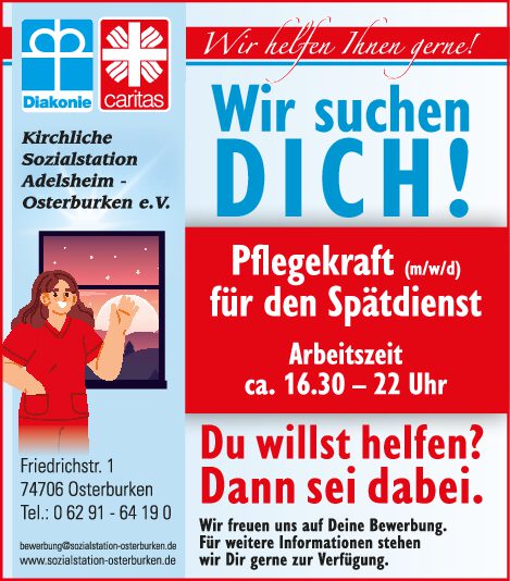 Verstärke unser TEAM im Spätdienst